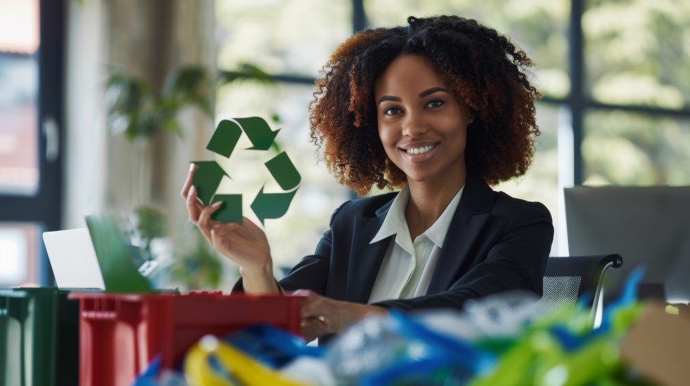 Employee Promoting Office Recycling